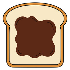 bread with chocolate jam breakfast food meal snack flat color vector illustration template design