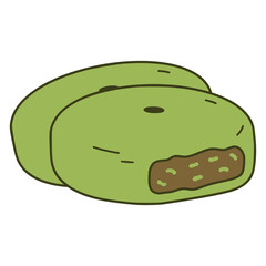 mung bean cake sweet snack food flat color vector illustration template design