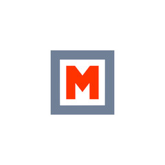 letter M with square rectangle minimalism company logo vector illustration template design