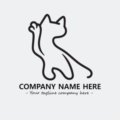 Cat illustration black and white for logo company vector image