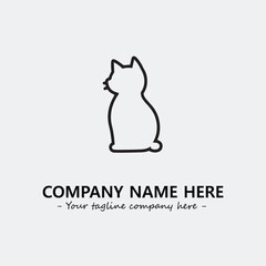 Cat illustration black and white for logo company vector image