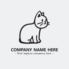 Cat illustration black and white for logo company vector image