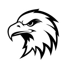 Fototapeta premium Black eagle head vector illustration, a wild bird symbol with a strong beak design