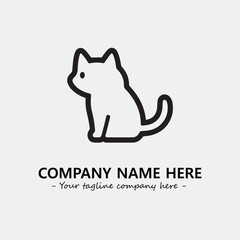 Cat illustration black and white for logo company vector image