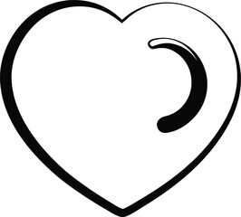a stylized heart-shaped silhouette, black on a white background, minimalist and geometric design
