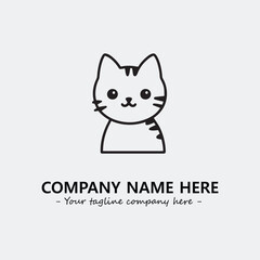 Cat illustration black and white for logo company vector image