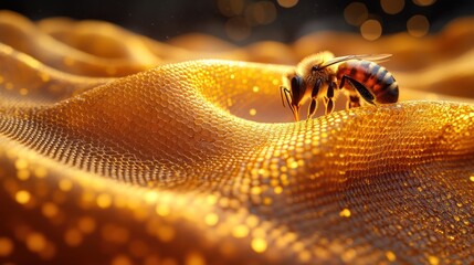 Bee honeycomb golden hues