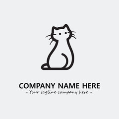 Cat illustration black and white for logo company vector image