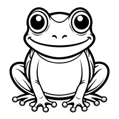 a cartoon frog coloring page for kids, bold line art vector