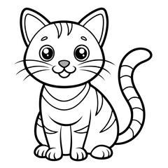 a cartoon cat coloring page for kids, bold line art vector