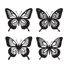 Vivid Butterfly silhouette, captured mid-flight – Butterfly illustration – Butterfly vector – Insect silhouette

