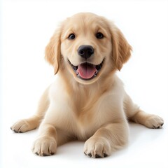 Fototapeta premium Cute Golden Retriever puppy on white background