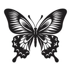 Fluffy Butterfly silhouette, fluttering across the meadow – Butterfly illustration – Butterfly vector – Insect silhouette

