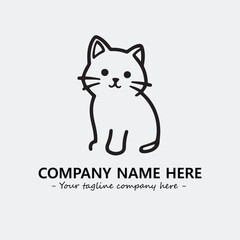 Cat illustration black and white for logo company vector image