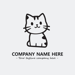 Cat illustration black and white for logo company vector image