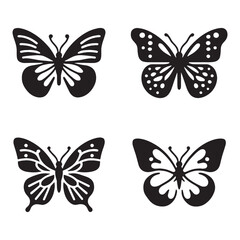 Playful Butterfly silhouette, fluttering in the fields – Butterfly illustration – Butterfly vector – Insect silhouette

