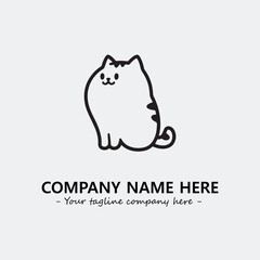 Cat illustration black and white for logo company vector image