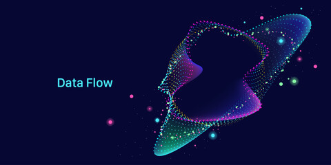 Illustration of abstract stream. Artificial intelligence. Big data, technology, AI, data transfer, data flow, large language model, generative AI  © Krot_Studio