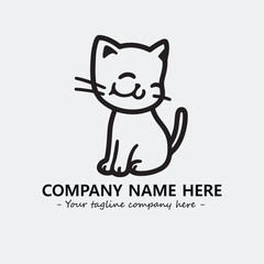 Cat illustration black and white for logo company vector image