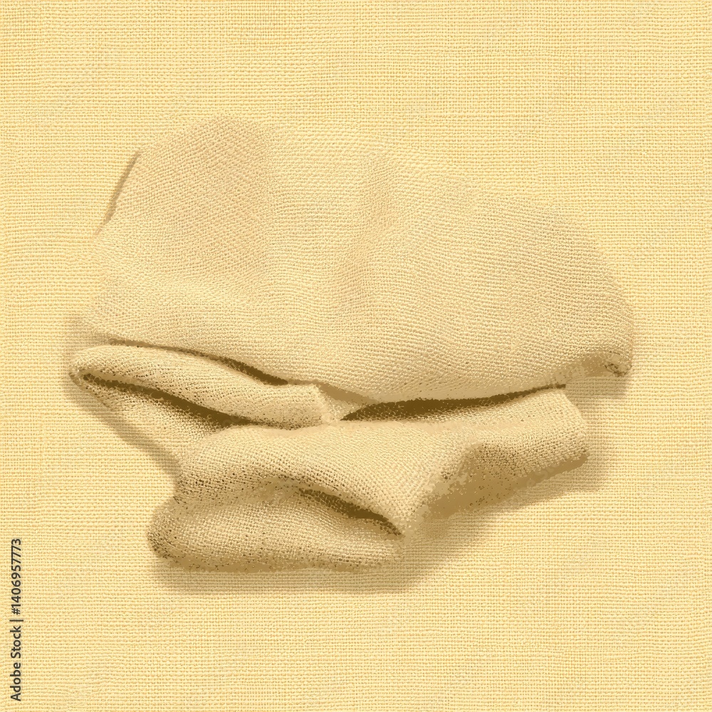 Poster textured beige fabric close-up: a study in folds and weaves against a corresponding background desig