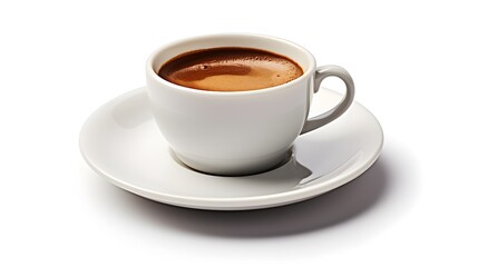 Espresso Coffee Cup and Saucer Isolated on White Background