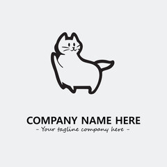 Cat illustration black and white for logo company vector image