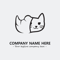 Cat illustration black and white for logo company vector image