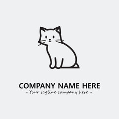 Cat illustration black and white for logo company vector image