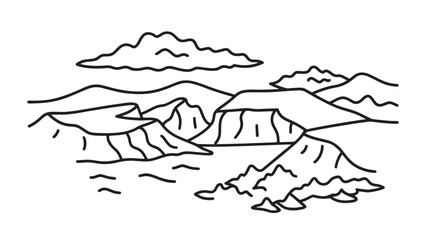 Aerial image of the Faroe Islands, highlighting their stunning natural beauty, attracting many travelers each year line art flat vector illustration