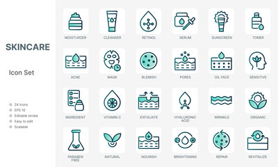 Set of self care icons spa beauty skin care with line modern style
