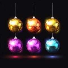 Obraz premium An artistic arrangement of glowing, colorful spheres against a dark backdrop, reflecting abstract creativity and style