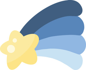 Cute blue and yellow comet cartoon