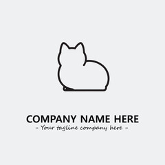 Cat illustration black and white for logo company vector image