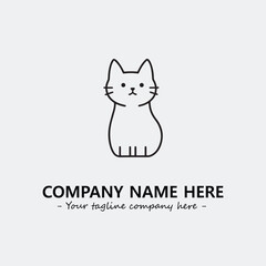 Cat illustration black and white for logo company vector image