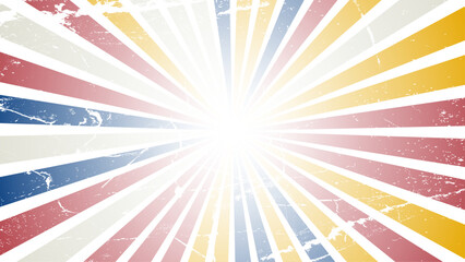 Colorful vintage wallpaper with sunbeams. Vintage retro background. Sun rays. stock illustration