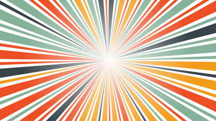 Colorful vintage wallpaper with sunbeams. Vintage retro background. Sun rays. stock illustration