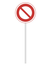 ポール付き標識の単品イラスト　車両通行止め