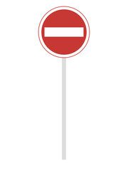 ポール付き標識の単品イラスト　車両進入禁止