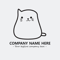 Cat illustration black and white for logo company vector image