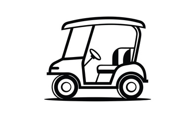 Fototapeta premium Golf cart silhouette vector, Golf car icon, Black golf vehicle illustration, Simple golf transport graphic