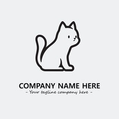 Cat illustration black and white for logo company vector image