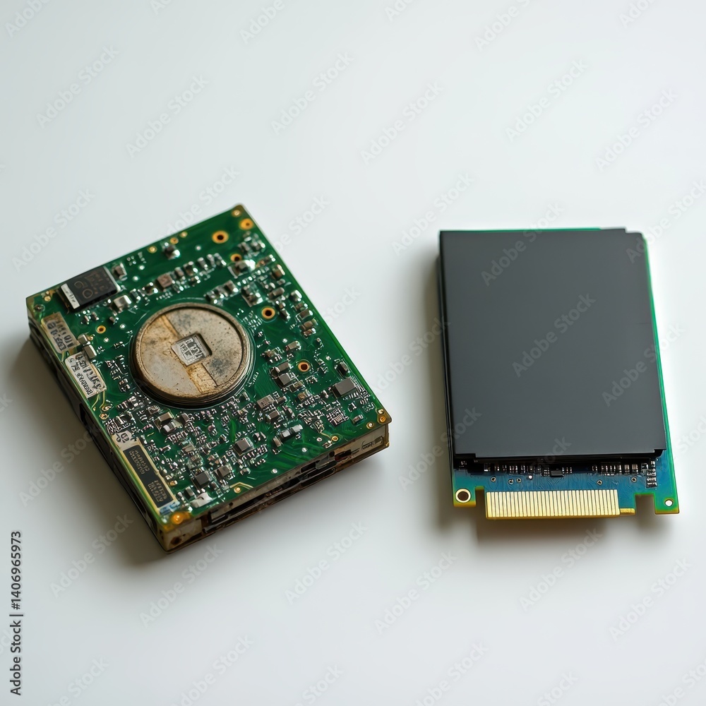 Poster circuit board and display module on white background for electronics