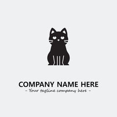 Cat illustration black and white for logo company vector image