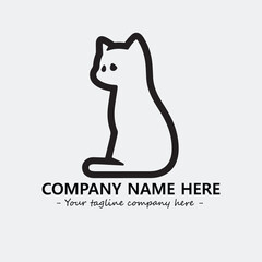 Cat illustration black and white for logo company vector image