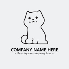 Cat illustration black and white for logo company vector image