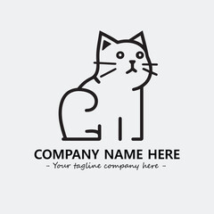Cat illustration black and white for logo company vector image