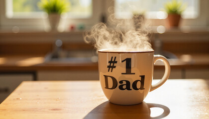Coffee Mug with "#1 Dad" for Father's Day Gifts, Kitchen Decor, Morning Routine, Coffee Enthusiast Blogs, and Social Media Posts
