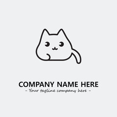 Cat illustration black and white for logo company vector image