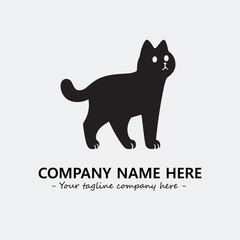 Cat illustration black and white for logo company vector image