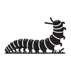 Curious Caterpillar silhouette, a growing insect of transformation – Caterpillar illustration – Caterpillar vector – Insect silhouette

